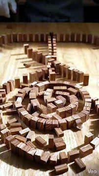 Wooden Domino Blocks Arranged Into a Perfect Pattern ✨ Satisfying Setup