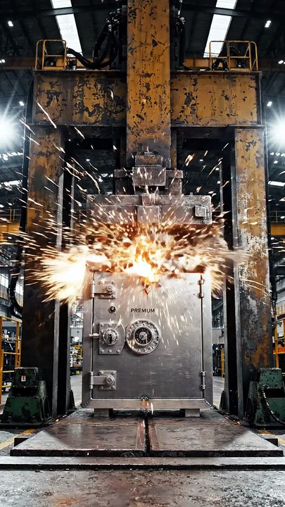 Hydraulic Press Crushing a Steel Safe 🔒💥 Extreme Pressure Test