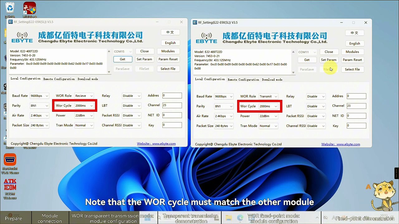 E22-T Series WOR Mode Transparent Transmission And fixed-pointTutorial