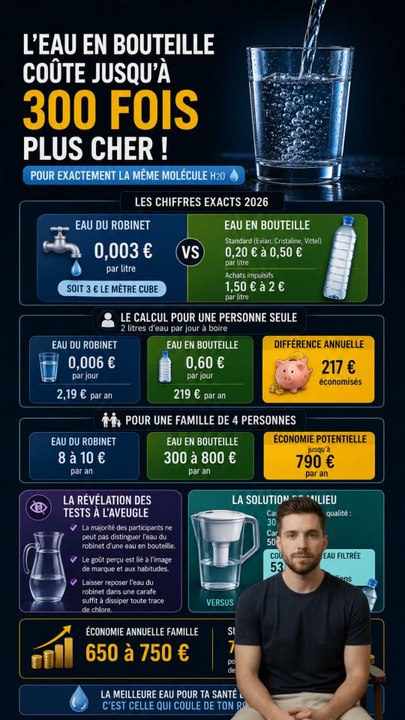 Eau en bouteille vs eau du robinet.