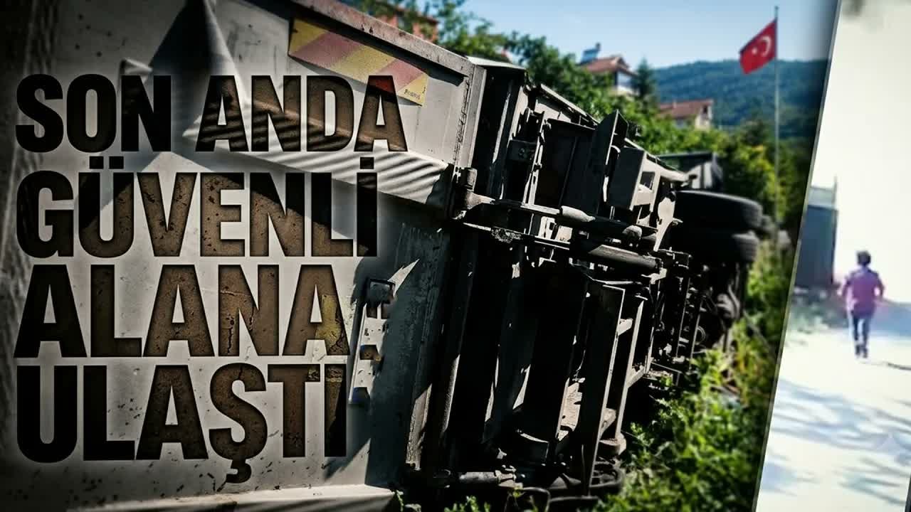 Kamyonun Devrildiği Noktada Korkutan Anlar!