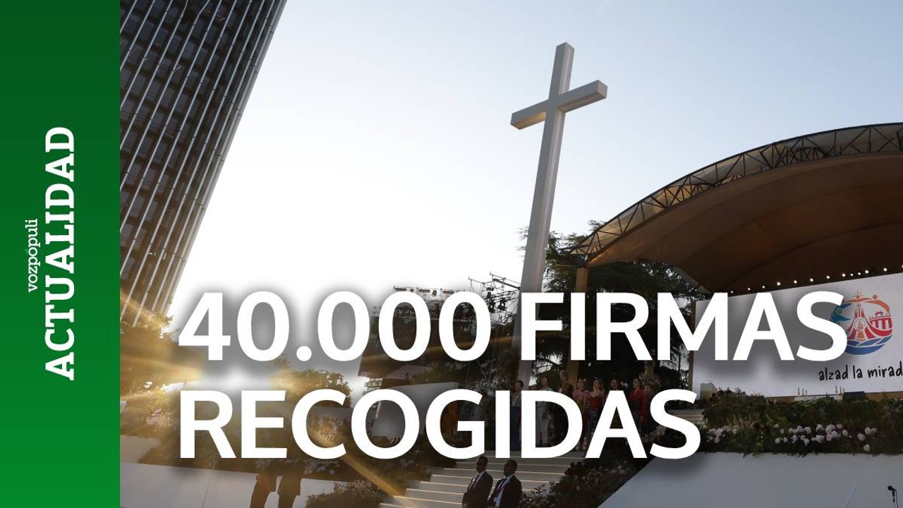 Recogidas 40.000 firmas para mantener en la plaza de Lima de Madrid la cruz instalada por la visita de León XIV