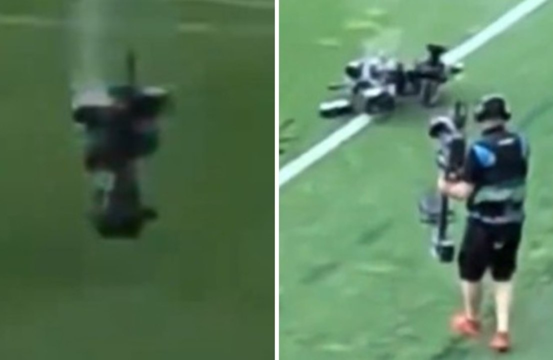 Attimi di panico in Ungheria-Kazakistan: telecamera precipita a pochi metri dai giocatori