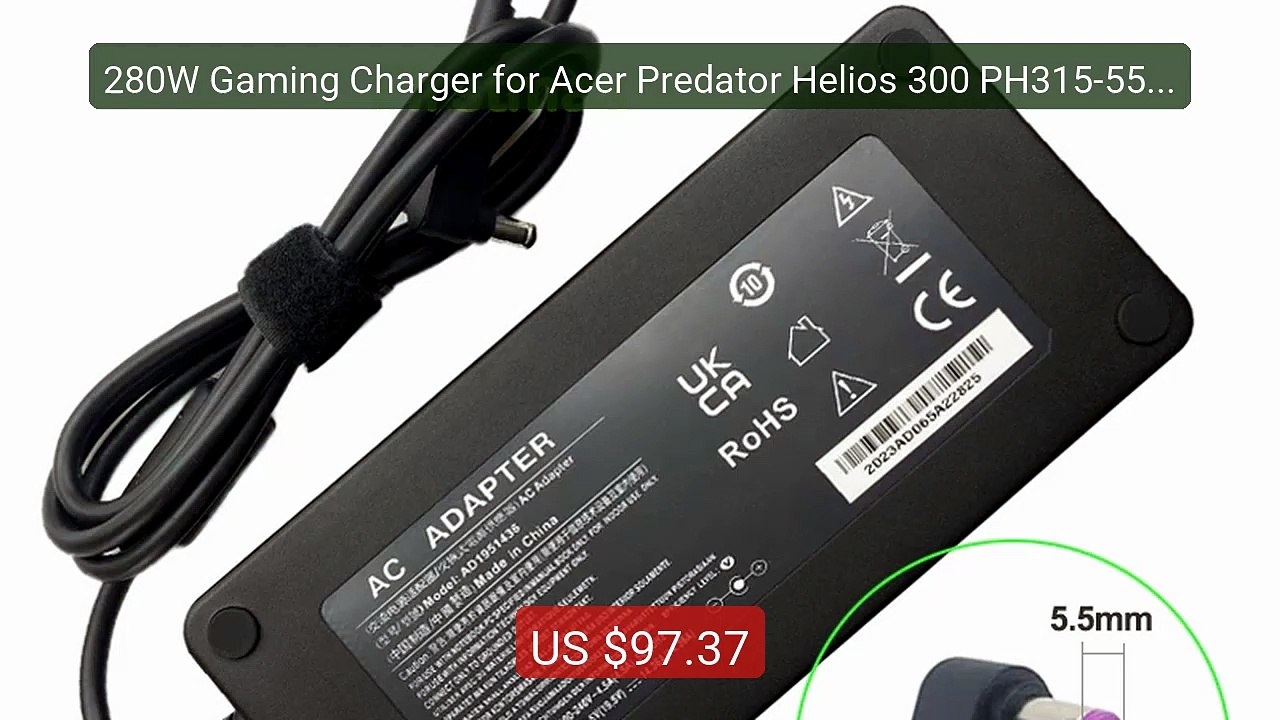 280W Gaming Charger for Acer Predator Helios 300 PH315-55 PH317-56 ... -- Top Rated 2026 | Buy Now!