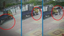 Bisikletteki 3 çoçuk kamyonetin altında kaldı; o anlar kamerada