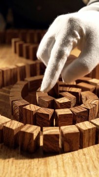Wooden Domino Blocks Arranged Into a Perfect Pattern ✨ Satisfying Design