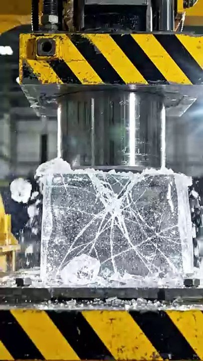 Hydraulic Press Crushing an Ice Block ❄️💥 Extreme Pressure Test