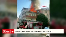 Yangın çıkan daire, kullanılamaz hale geldi