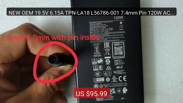 NEW OEM 19.5V 6.15A TPN-LA18 L56786-001 7.4mm Pin 120W AC Adap... Hot Deal 2026 | Limited Offer!