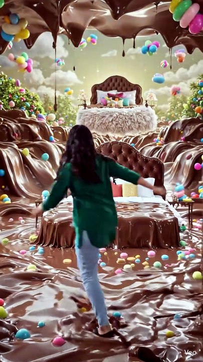 "She Opened a Mysterious Door and Entered a Magical Chocolate World 🍫✨"