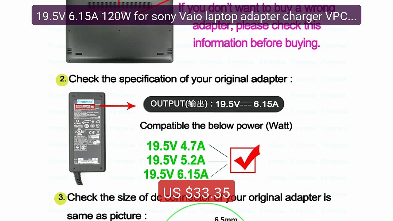 19.5V 6.15A 120W for sony Vaio laptop adapter charger VPCF1... -- Top Pick 2026 | Unbeatable Price!