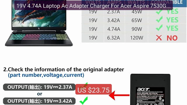 19V 4.74A Laptop Ac Adapter Charger For Acer Aspire 7530G 753... Amazing Value 2026 | Must Have!