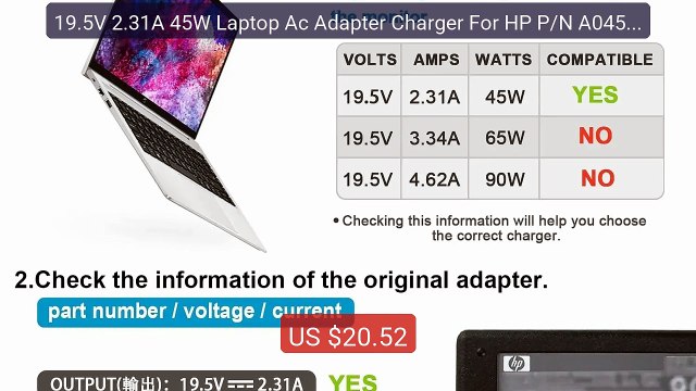 19.5V 2.31A 45W Laptop Ac Adapter Charger For HP P/N A045R07DH... Hot Deal 2026 | Limited Offer!