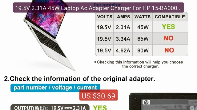 19.5V 2.31A 45W Laptop Ac Adapter Charger For HP 15-BA000 1... Top Pick 2026 | Unbeatable Price!