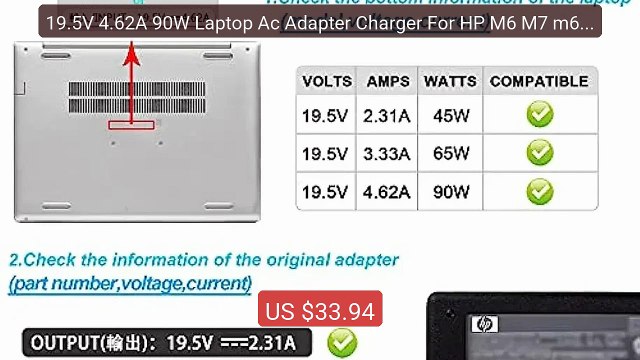 19.5V 4.62A 90W Laptop Ac Adapter Charger For HP M6 M7 m6-ae m6-k00... Top Rated 2026 | Buy Now!