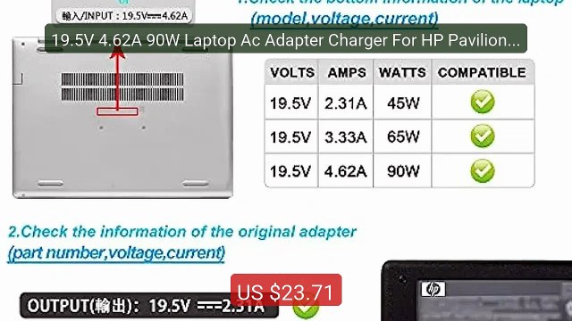 19.5V 4.62A 90W Laptop Ac Adapter Charger For HP Pavilion 15-... Amazing Value 2026 | Must Have!