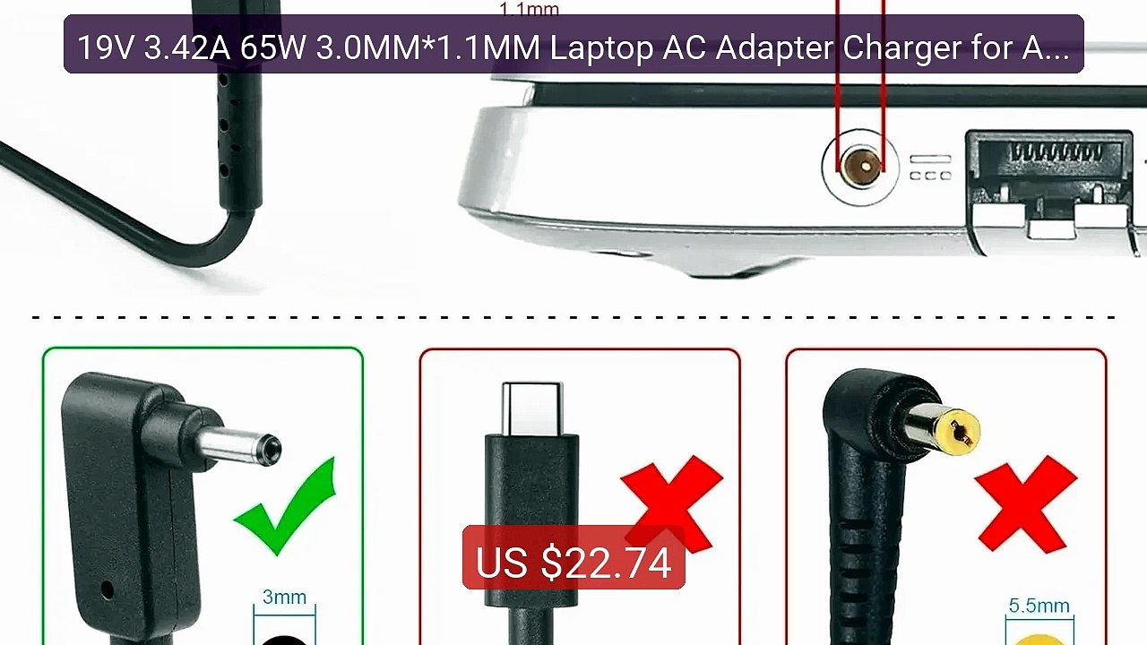 19V 3.42A 65W 3.0MM*1.1MM Laptop AC Adapter Charger for Acer Iconi... -- Best Deal 2026 | Shop Now!