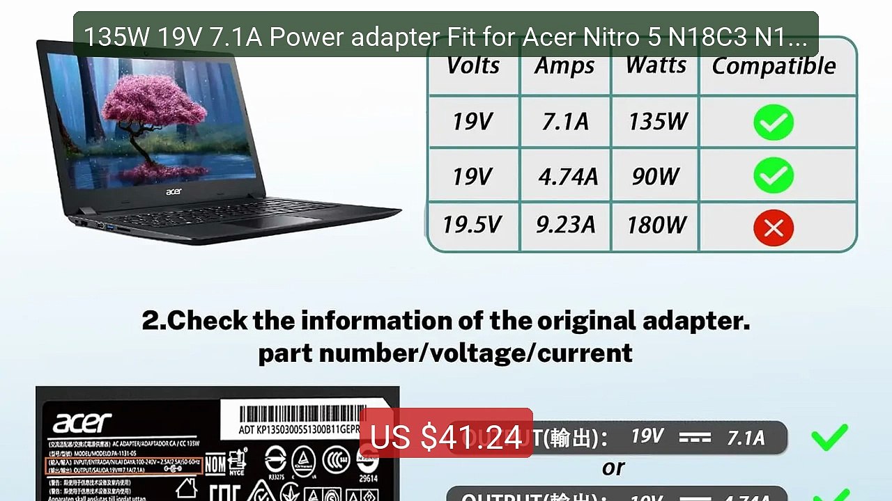 135W 19V 7.1A Power adapter Fit for Acer Nitro 5 N18C3 N18C4 AN517-... -- Top Rated 2026 | Buy Now!