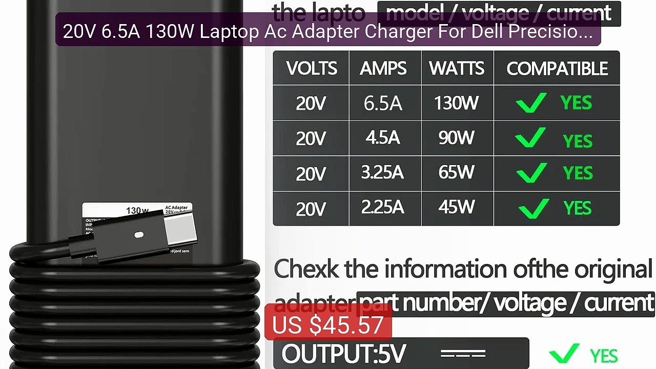 20V 6.5A 130W Laptop Ac Adapter Charger For Dell Precision ... -- Top Pick 2026 | Unbeatable Price!