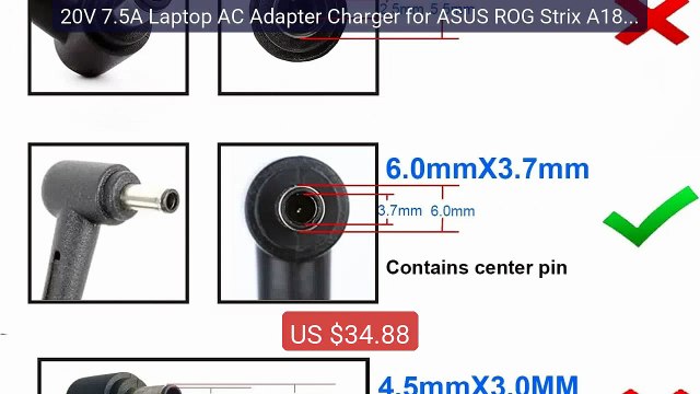 20V 7.5A Laptop AC Adapter Charger for ASUS ROG Strix A18-150P G731... Top Rated 2026 | Buy Now!