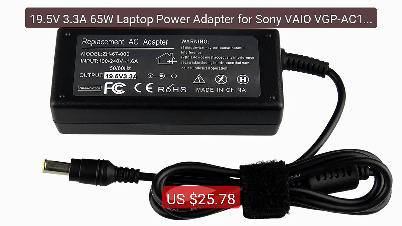 19.5V 3.3A 65W Laptop Power Adapter for Sony VAIO VGP-AC19V... -- Top Pick 2026 | Unbeatable Price!