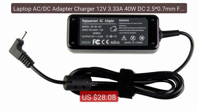 Laptop AC/DC Adapter Charger 12V 3.33A 40W DC 2.5*0.7mm For Sa... Best Buy 2026 | Great Quality!