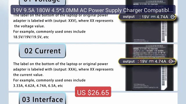 19V 9.5A 180W 4.5*3.0MM AC Power Supply Charger Compatible For... Best Buy 2026 | Great Quality!