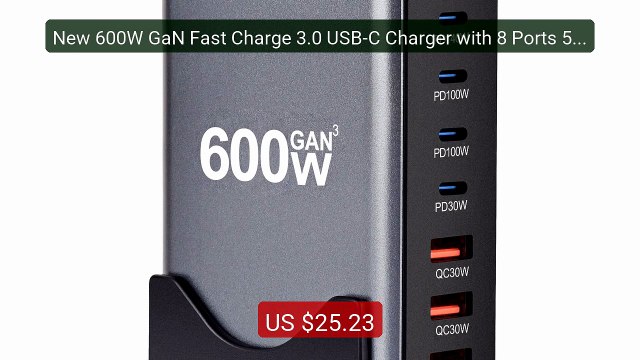New 600W GaN Fast Charge 3.0 USB-C Charger with 8 Ports 5C3A PD, Po... Top Rated 2026 | Buy Now!