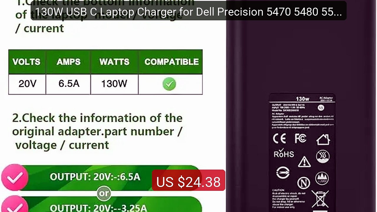 130W USB C Laptop Charger for Dell Precision 5470 5480 5550 5560 55... -- Top Rated 2026 | Buy Now!