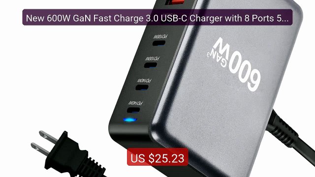 New 600W GaN Fast Charge 3.0 USB-C Charger with 8 Ports 5C3A ... Amazing Value 2026 | Must Have!