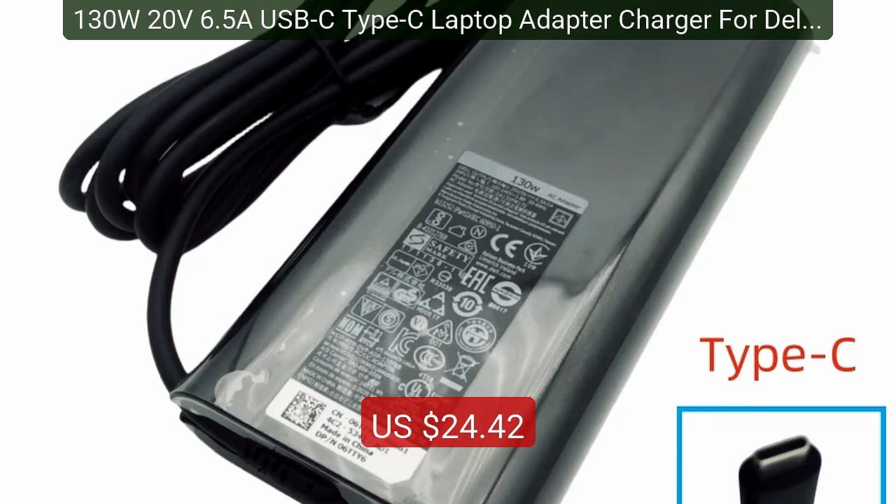 130W 20V 6.5A USB-C Type-C Laptop Adapter Charg...