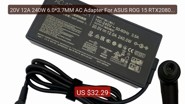 20V 12A 240W 6.0*3.7MM AC Adapter For ASUS ROG 15 RTX2080 Stri... Best Buy 2026 | Great Quality!