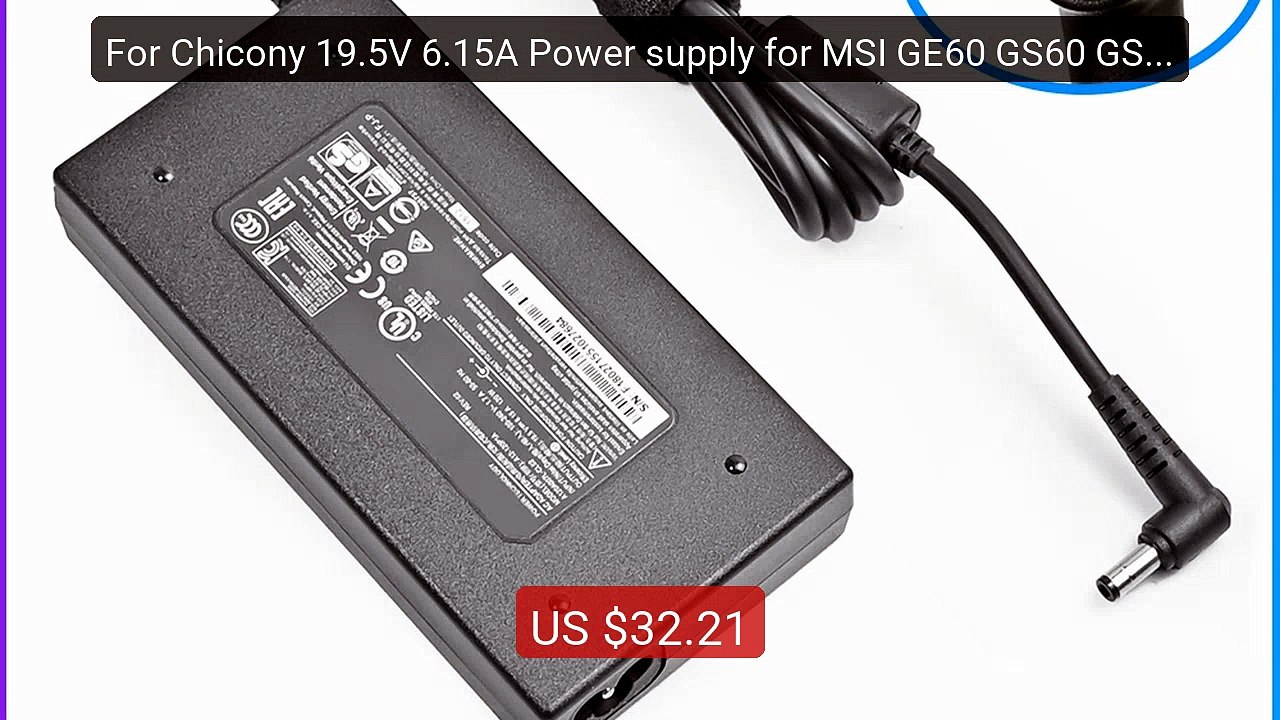 For Chicony 19.5V 6.15A Power supply for MSI GE60 GS60 GS70 G... -- Amazing Value 2026 | Must Have!