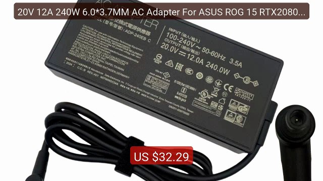 20V 12A 240W 6.0*3.7MM AC Adapter For ASUS ROG 15 RTX2080 Strix Sca... Top Rated 2026 | Buy Now!