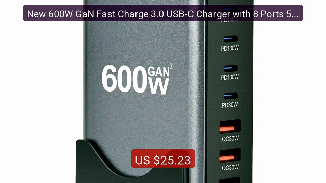 New 600W GaN Fast Charge 3.0 USB-C Charger with 8 Ports 5C3A PD, Po... Top Rated 2026 | Buy Now!