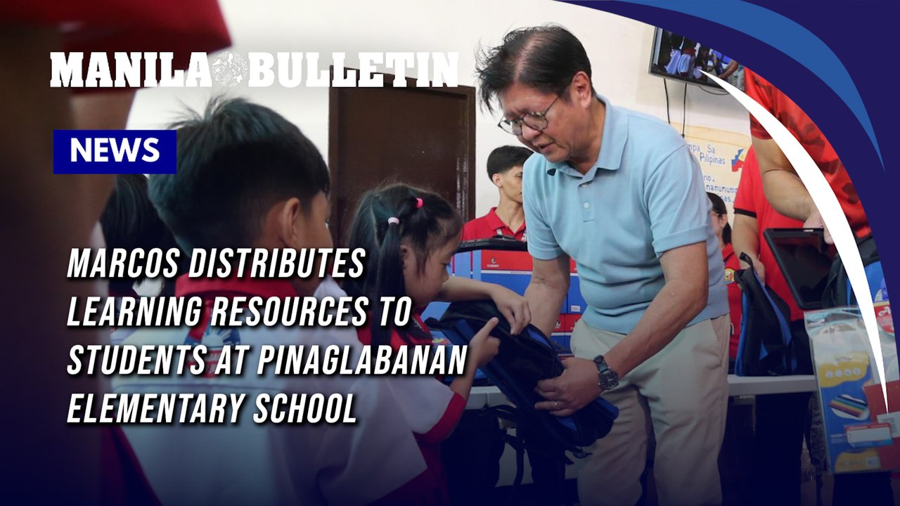 Marcos distributes learning resources to students at Pinaglabanan Elementary School