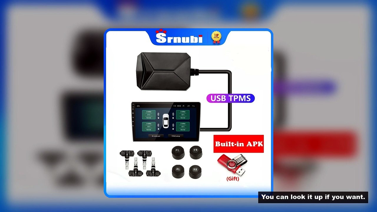 Srnubi USB Android TPMS Car Tire Pressure Alarm Monitor System For vehicle Android player Temperatur