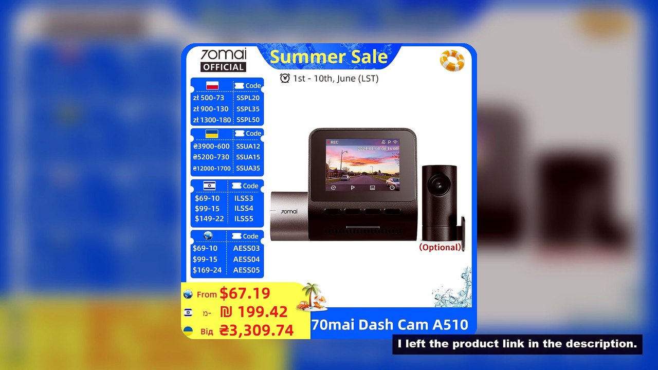 70mai Dash Cam A510 1944P 3K HDR Built-in GPS ADAS Support 4G LTE Remote Control 24H Parking Mode Ca