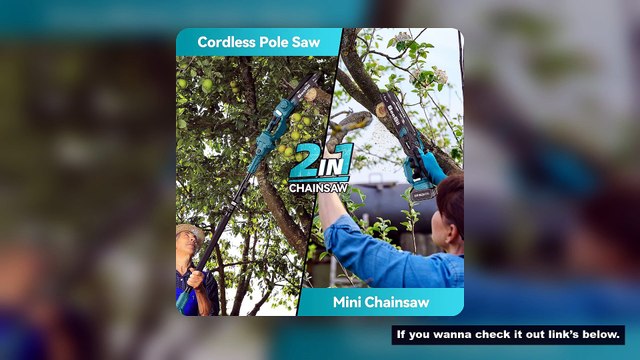 SEESII 2-in-1 Cordless 8'' Electric Chainsaw with 3M Extension Pole Electric Polesaw for Tree Trimmi