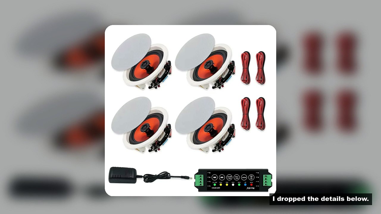 Herdio 4PCS 6.5" 600 Watts Bluetooth Ceiling Speakers Wired Home Recessed Speaker System Perfect For
