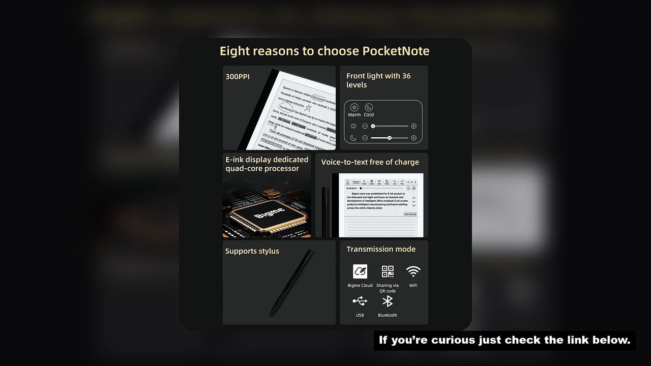 Bigme pocketNote ebook reader, 7'' e-ink screen electronic book, Android system, google play, suppor