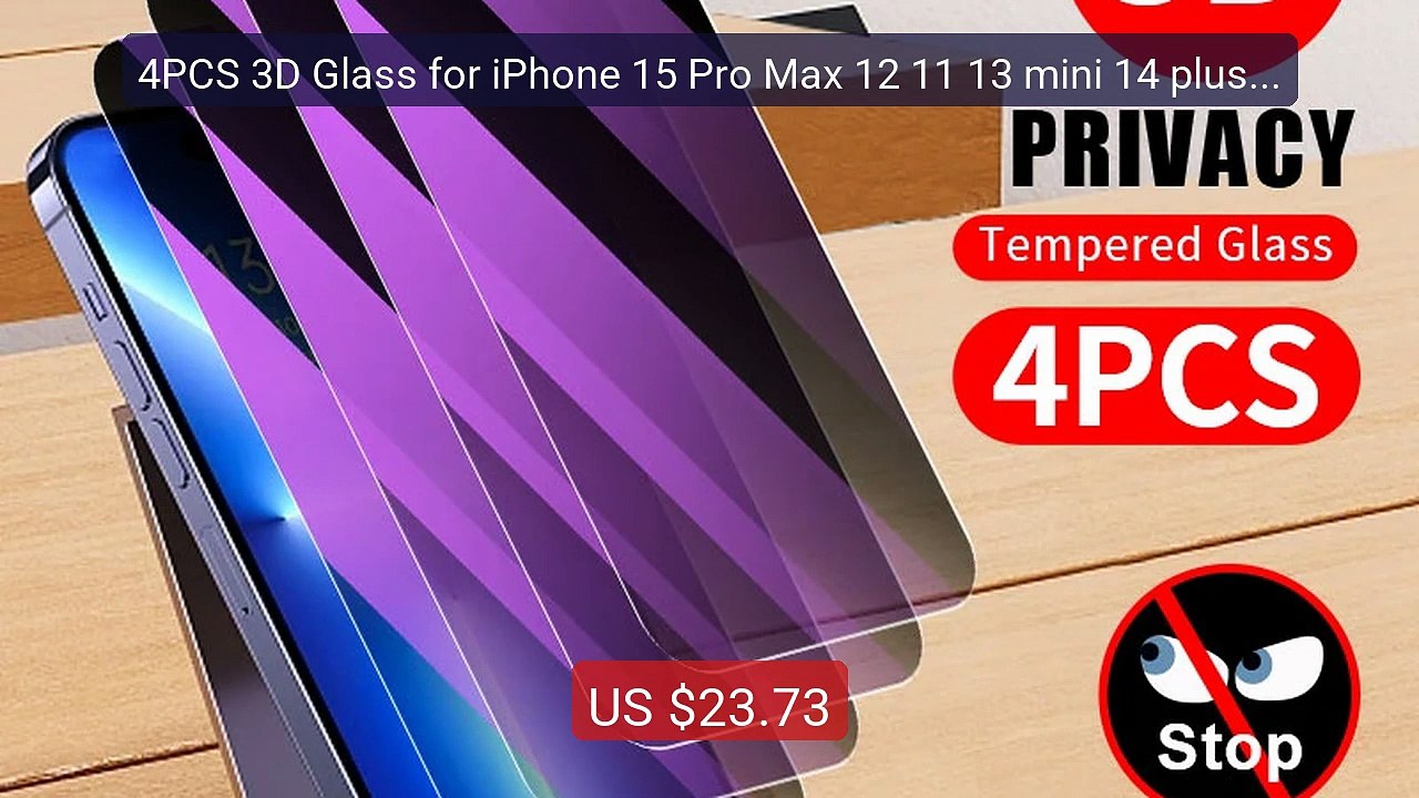 4PCS 3D Glass for iPhone 15 Pro Max 12 11 13 mi...