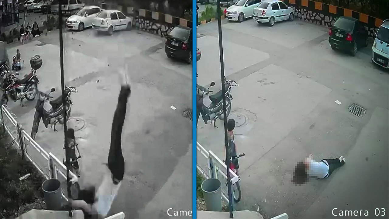 12’inci kattan düşen 14 yaşındaki çocuk yaralı kurtuldu; o anlar kamerada