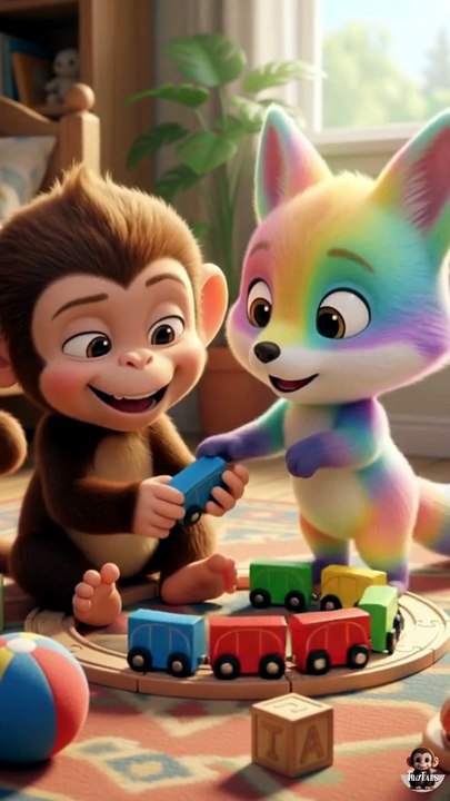 Manny & Rainbowfox Ride the Toy Train 🚂🐵🦊