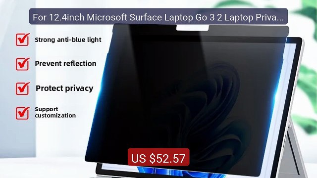 For 12.4inch Microsoft Surface Laptop Go 3 2 Laptop Privacy Sc... Hot Deal 2026 | Limited Offer!