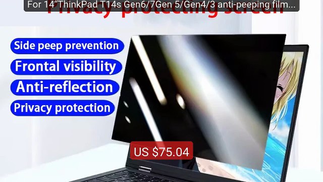 For 14“ThinkPad T14s Gen6/7Gen 5/Gen4/3 anti-peeping film note... Hot Deal 2026 | Limited Offer!