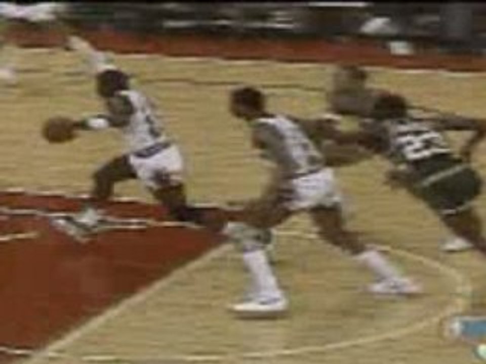 Michael Jordan Dunk Over Two Players
