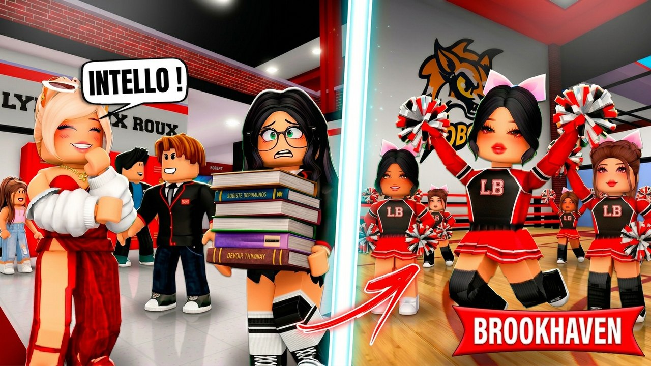 La geek devient la mystérieuse reine des pom-pom girls ! | Histoires Brookhaven RP | Roblox