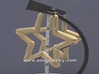10K Gold Star Bamboo Earrings Jewelry 3 Inch GS_74
