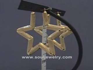 10K Gold Star Bamboo Earrings Jewelry 2 1/2 Inch GS_73